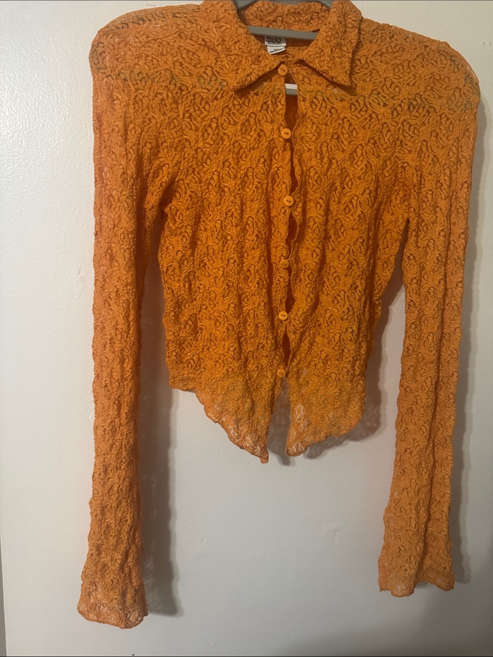 BDG Mustard Lace Button-Up Top